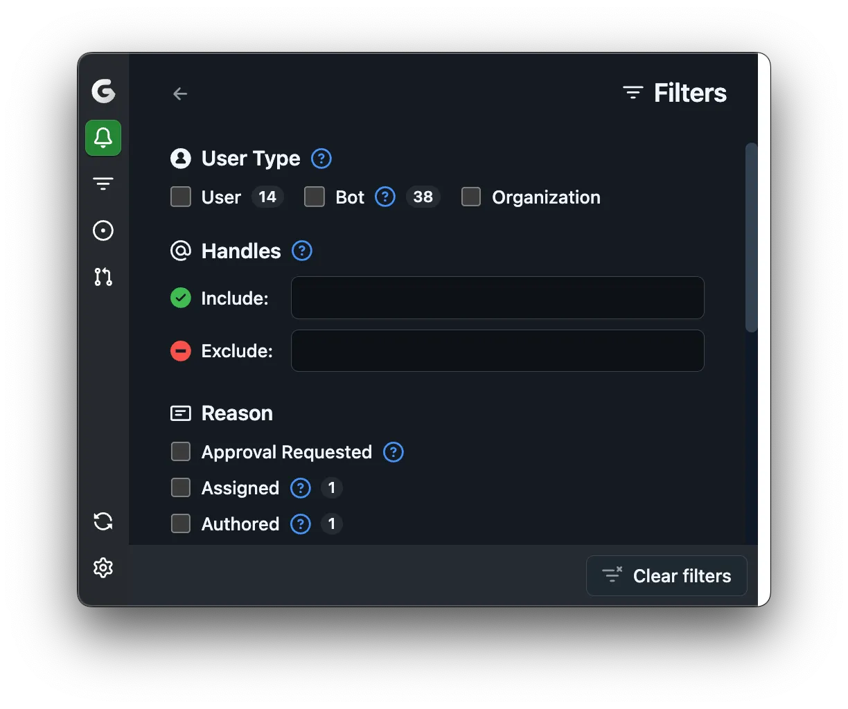 Gitify filters