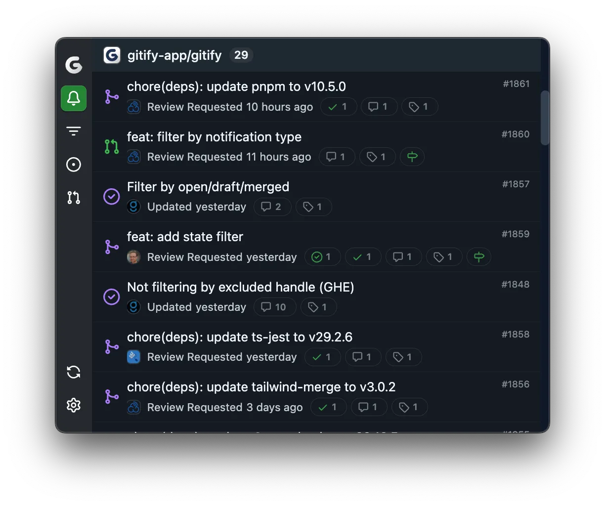 Gitify notifications