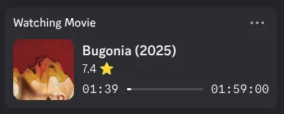 Discrakt profile status showing the current movie