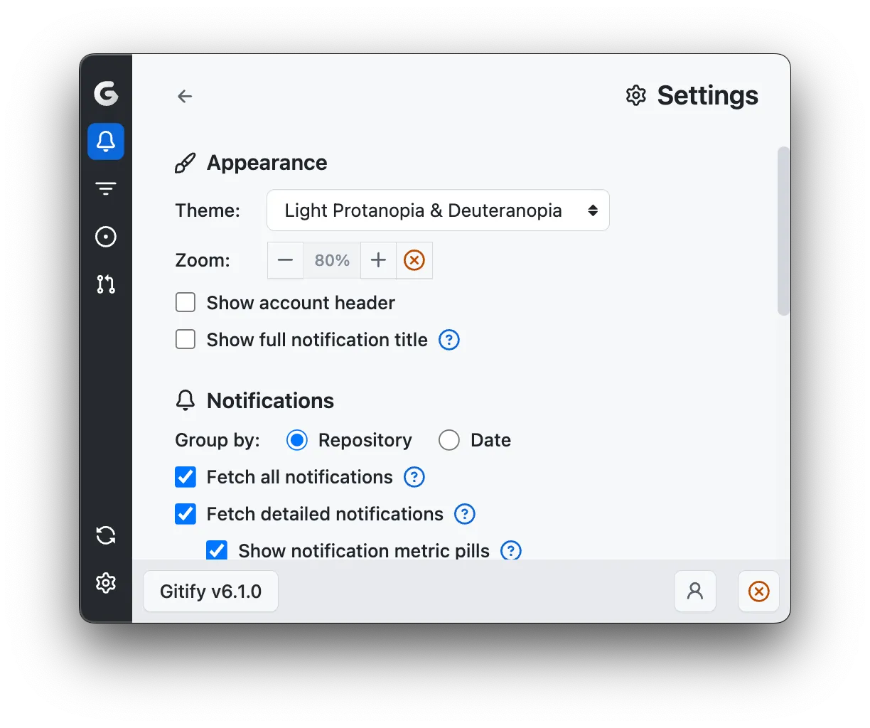 Gitify settings