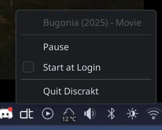 Discrakt system tray menu